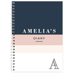 Personalised Free Text Navy & Blush A5 Diary