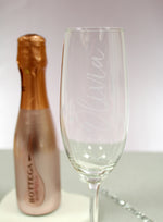 Personalised Name Only Flute & Mini Rose Bottega Prosecco Set