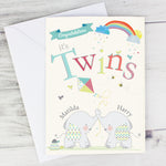 Personalised Hessian Elephant Twins Card