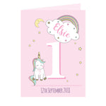 Personalised Baby Unicorn Birthday Age Card