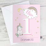 Personalised Baby Unicorn Birthday Age Card