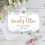 Personalised Gold Floral Watercolour Card