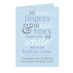 Personalised '10 Little Fingers' Blue Baby Card