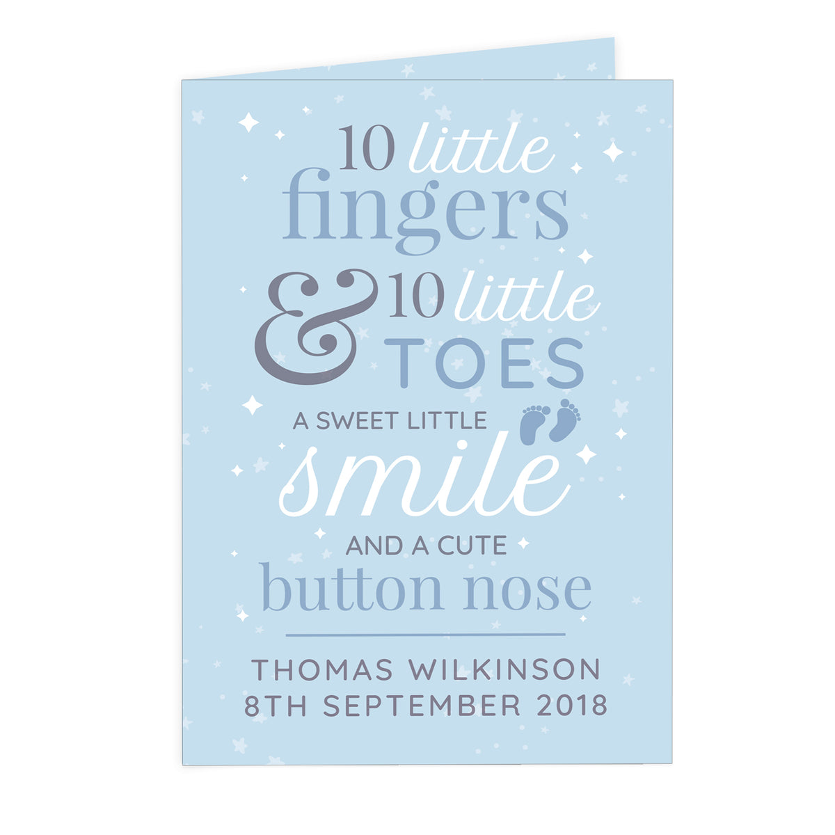 Personalised '10 Little Fingers' Blue Baby Card