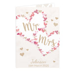 Personalised Mr & Mrs Confetti Hearts Wedding Card