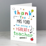 Personalised Thank You Teacher Card