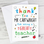 Personalised Thank You Teacher Card