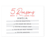 Personalised 5 Reasons Why Card