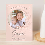 Personalised Pink Wreath Photo Upload Greeting Card