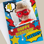 Personalised Photo Upload Superhero Birthday Card