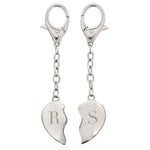 Personalised Initials Two Hearts Keyring