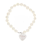 Personalised Christening Swirls & Hearts White Freshwater Pearl Bracelet