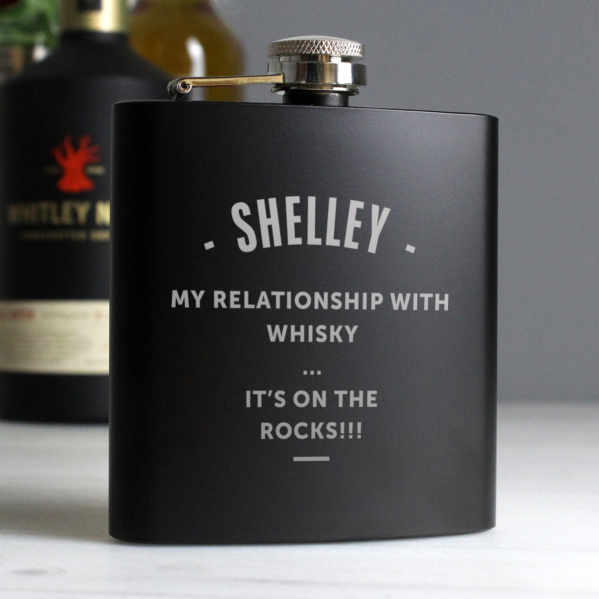 Personalised Any Message Black Hip Flask