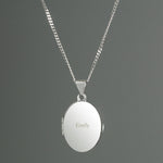 Personalised Name Only Sterling Silver Oval Locket Necklace