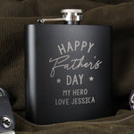 Personalised Fathers Day Black Hip Flask