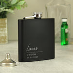 Personalised Free Text Script Black Hip Flask