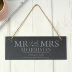 Personalised Mr & Mrs Hanging Slate Plaque