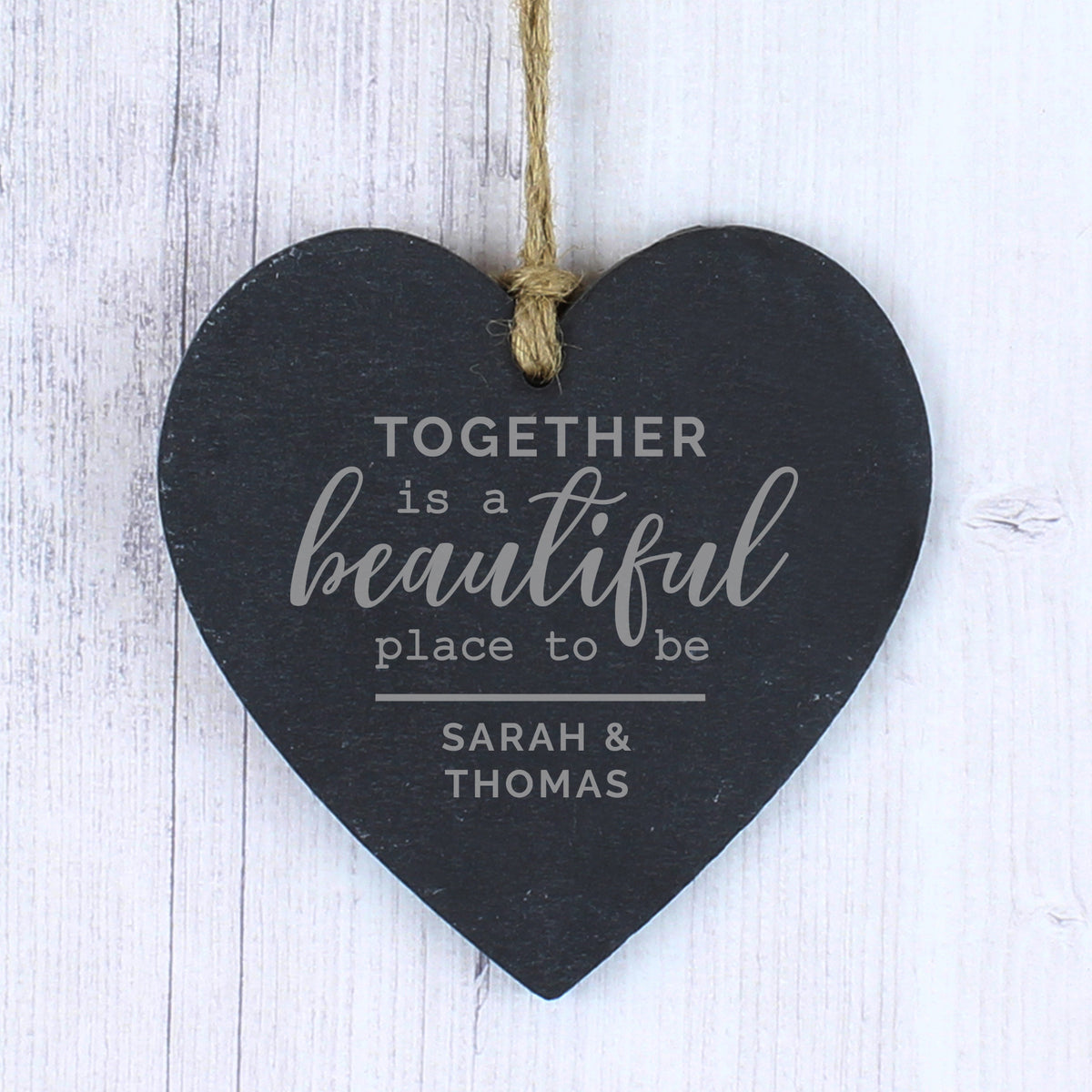 Personalised Together Slate Heart Decoration