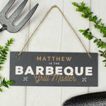 Personalised ""Barbeque Grill Master"" Printed Hanging Slate Plaque