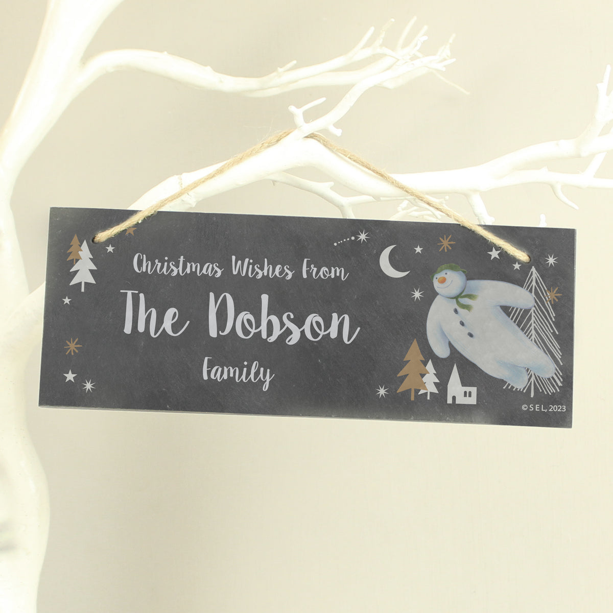 Personalised The Snowman Magical Adventure Hanging Slate Plaque