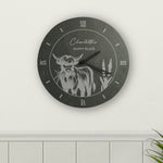 Personalised Highland Cow Slate Clock