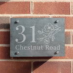 Personalised Floral Slate House Sign