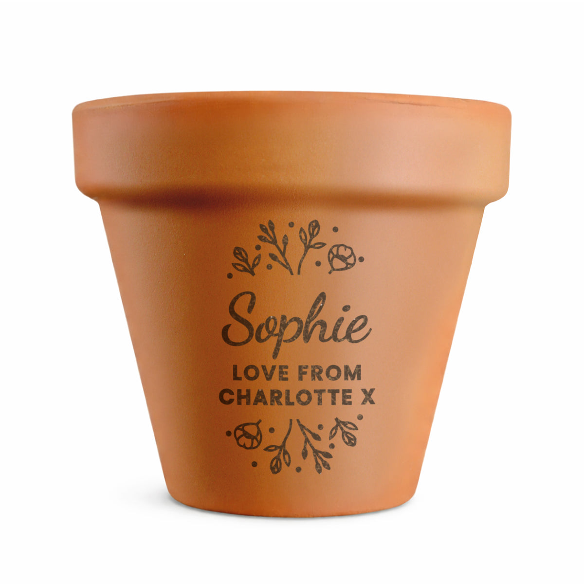 Personalised Floral Terracotta Plant Pot
