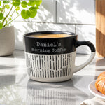 Personalised Message Black Dipped Dash Ceramic Mug