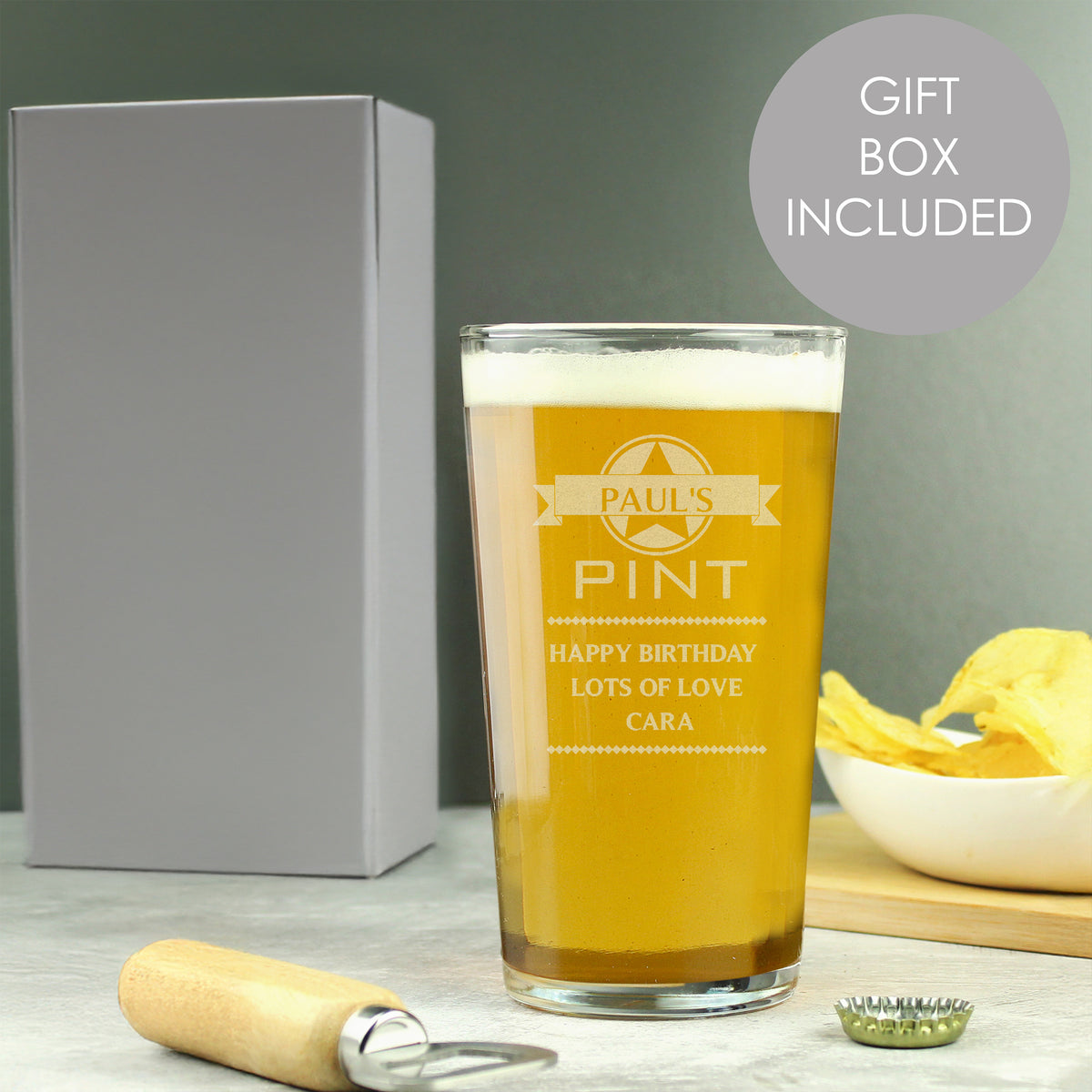 Personalised Diamond Pint Glass