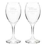 Personalised Mr & Mrs Wine Glass Set