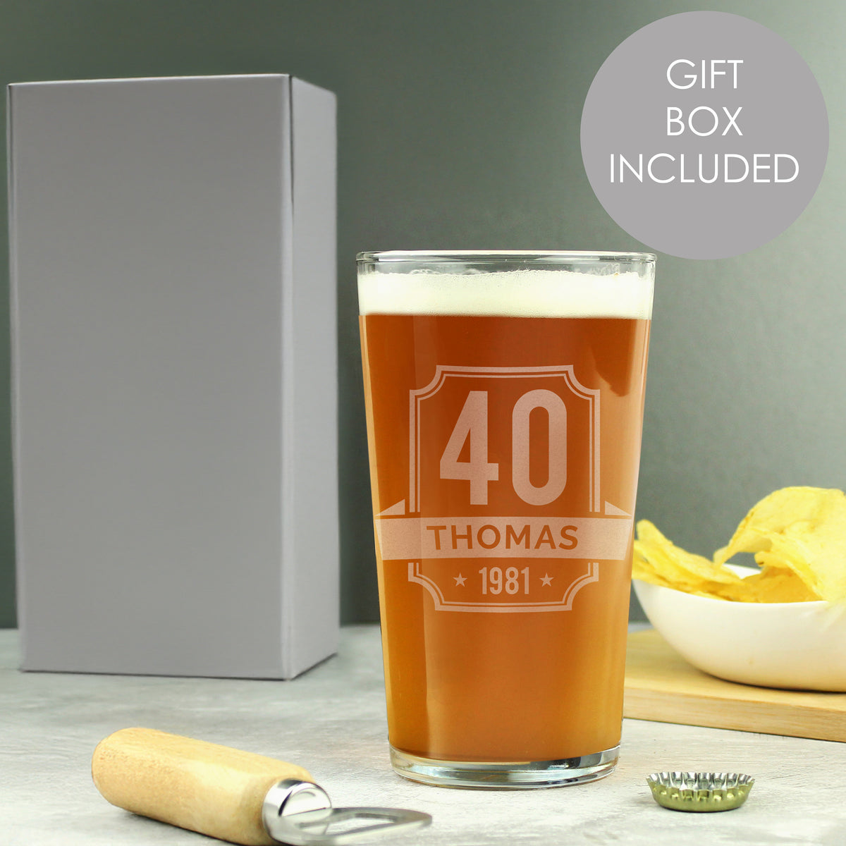 Personalised Big Age & Name Birthday Pint Glass