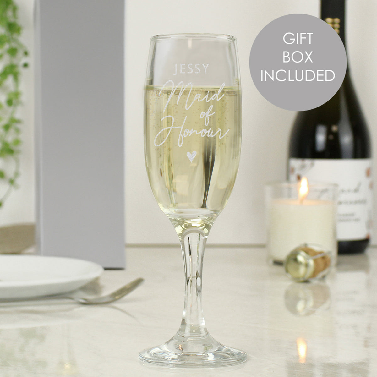 Personalised Maid of Honour Flute Glass