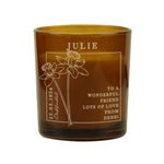Personalised March Birth Flower Amber Glass Candle
