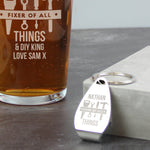 Personalised Fixer of All Things Pint Glass & Bottle Opener