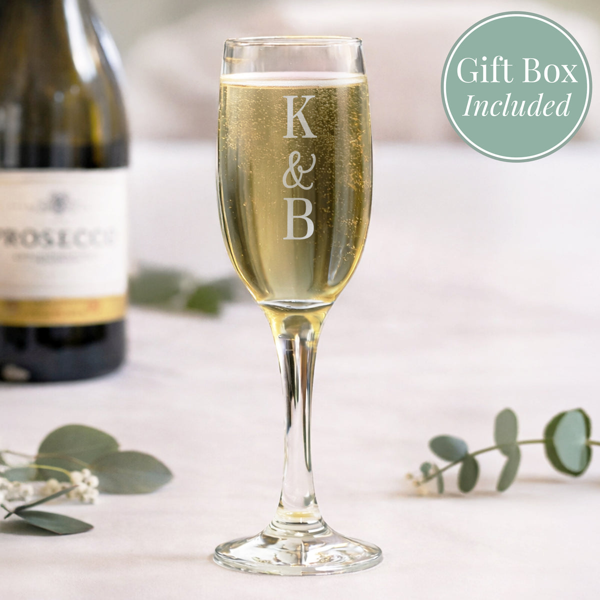 Personalised Couples Initials Flute Glass