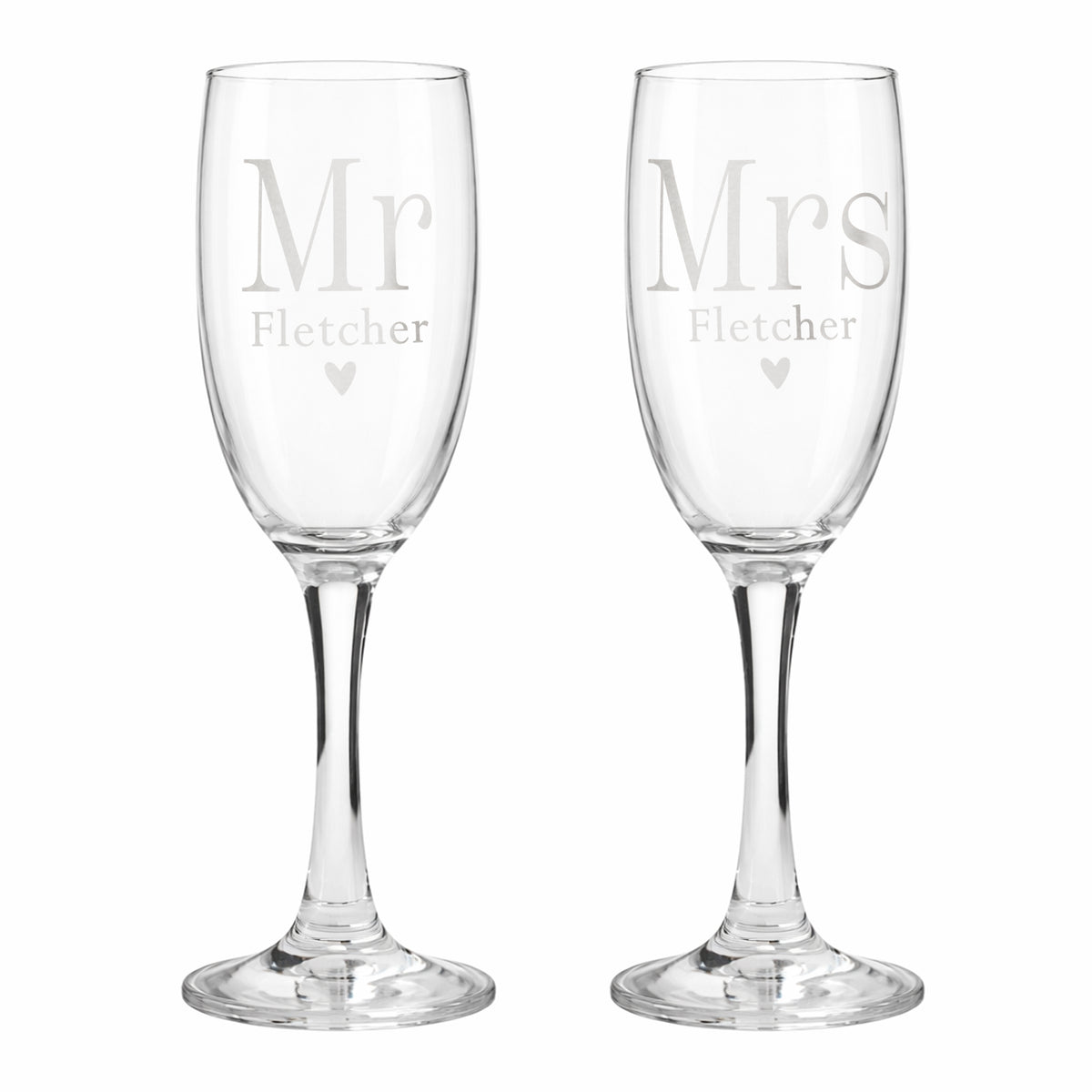 Personalised Mr & Mrs Pair of Flute Glasses