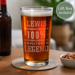 Personalised Unfiltered Legend Pint Glass