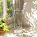 Personalised Ruby Anniversary Hand Cut Diamond Effect Heart Vase