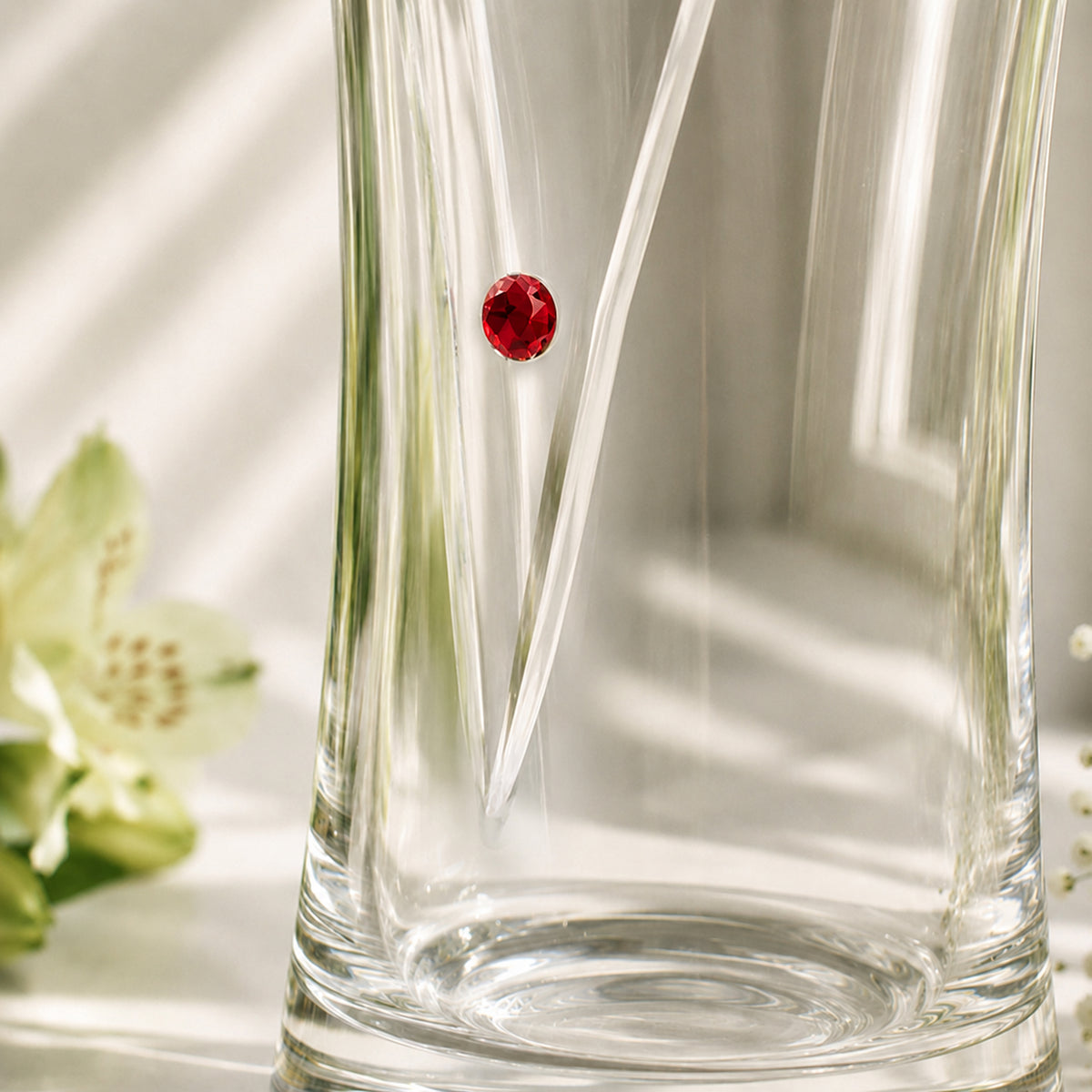 Personalised Ruby Anniversary Hand Cut Diamond Effect Heart Vase