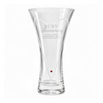 Personalised Ruby Anniversary Hand Cut Diamond Effect Heart Vase