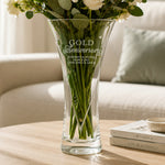Personalised Gold Anniversary Large Hand Cut Diamond Effect Heart Vase