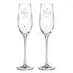 Personalised Hand Cut Mr & Mrs Pair of Flutes in Gift Box