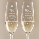 Personalised Hand Cut Heart Celebration Pair of Flutes with Gift Box