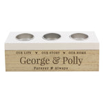 Personalised Our Life Story & Home Triple Tea Light Box
