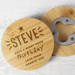 Personalised Star Bamboo Bottle Opener Coaster