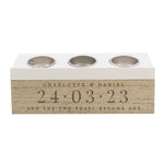Personalised Special Date Triple Tea Light Box