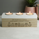 Personalised HOME Triple Tea Light Box