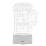 Personalised ""Beer Happy""  LED Colour Changing Light