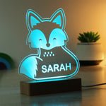 Personalised Fox Wooden Based LED Light