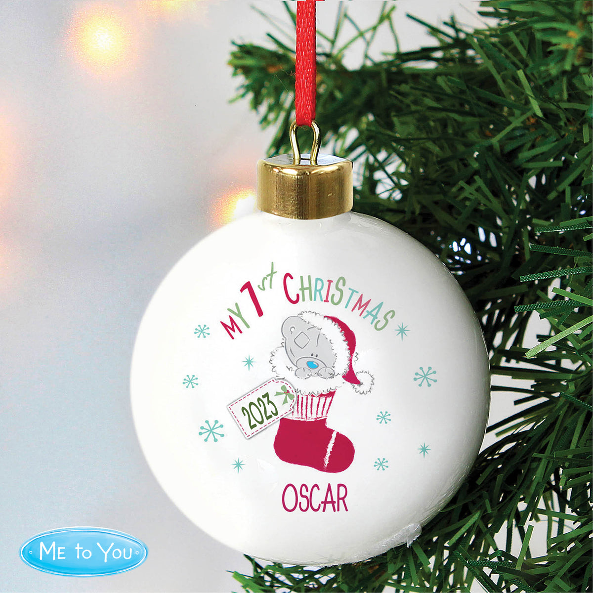 Personalised Tiny Tatty Teddy My 1st Christmas Stocking Bauble